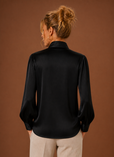 Damen Bluse in Satinoptik mit Schleife