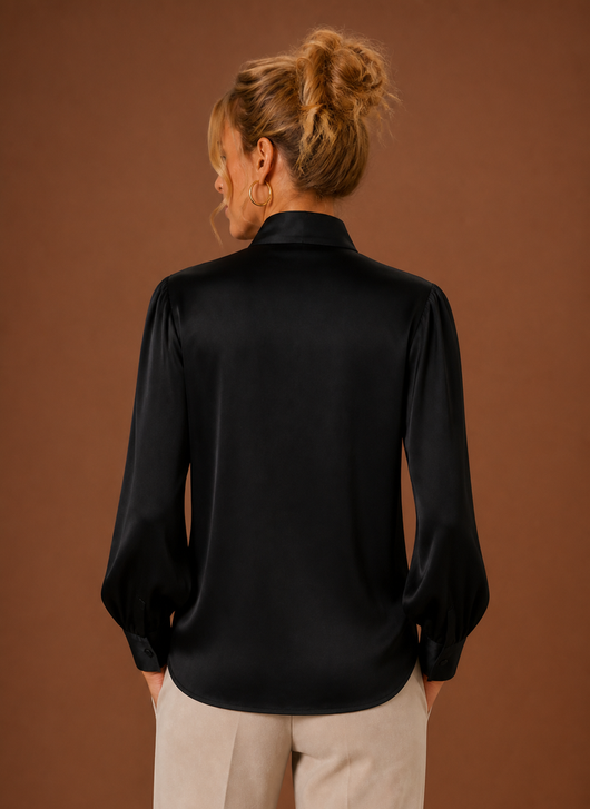 Damen Bluse in Satinoptik mit Schleife