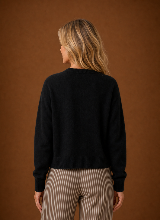 Damen Strickjacke mit Rundhals und Knopfleiste