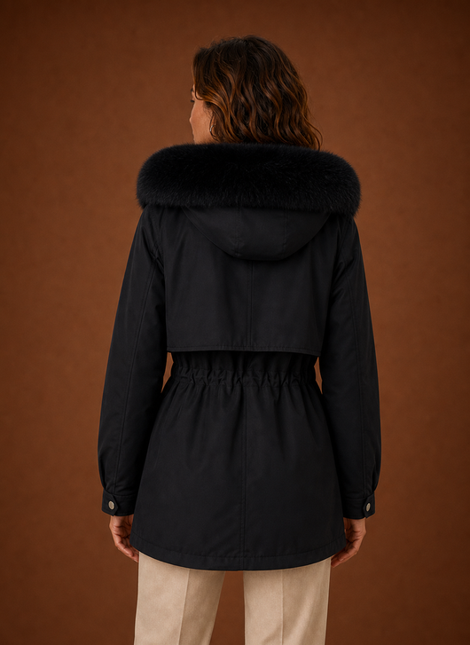 Damen Parka mit Kunstfellkapuze