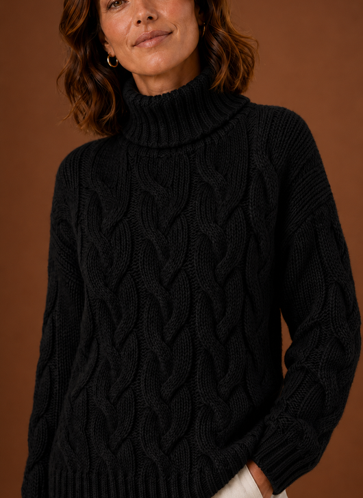 Damen Strickpullover mit Zopfmuster