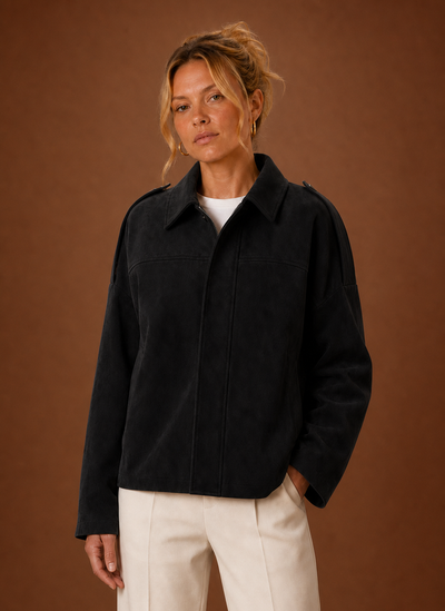Damen Jacke in Wildlederoptik oversized