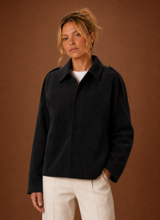 Damen Jacke in Wildlederoptik oversized