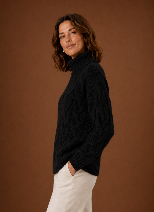 Damen Strickpullover mit Zopfmuster