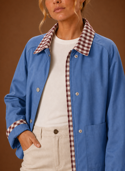 Damen Fieldjacke mit kariertem Kragen