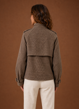 Damen Kurzjacke mit Stehkragen und Karomuster