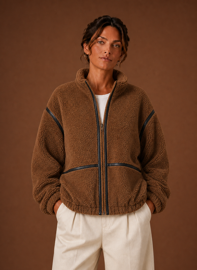 Damen Sherpa-Jacke mit Reißverschluss