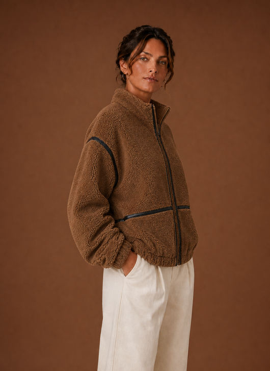 Damen Sherpa-Jacke mit Reißverschluss