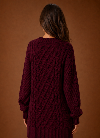 Damen Strickkleid mit Zopfmuster oversized