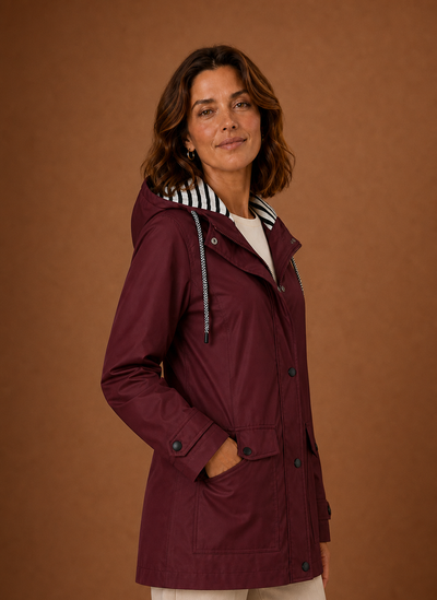 Damen Trenchcoat mit Kapuze für Herbst und Winter