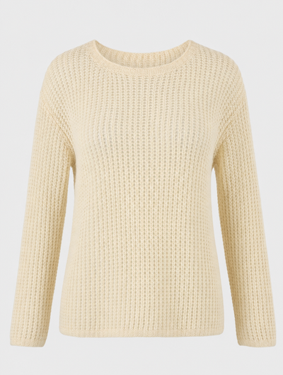 Calder Open Weave Knit Sweater in cream, product shot