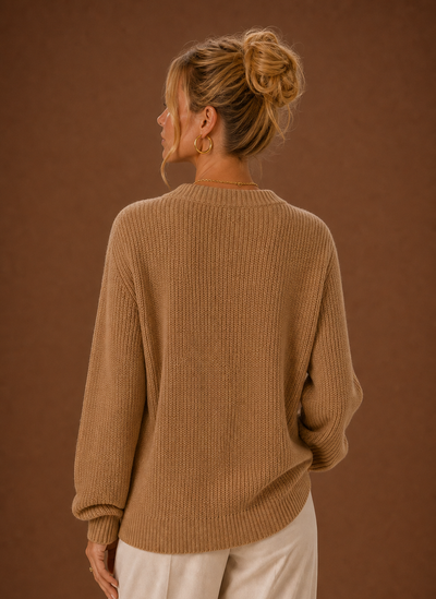 Damen Strickjacke mit V-Ausschnitt und Knopfleiste