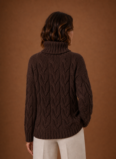Damen Strickpullover mit Zopfmuster