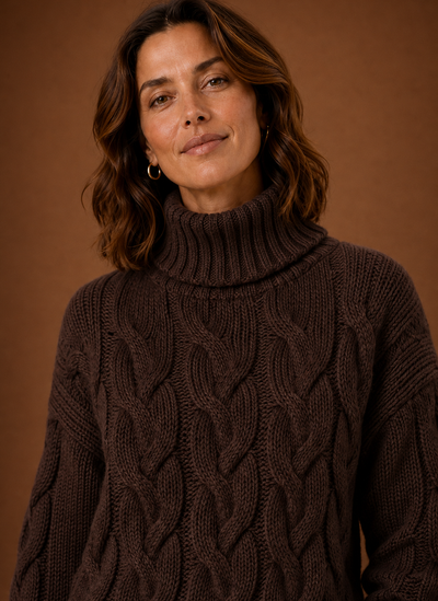 Damen Strickpullover mit Zopfmuster