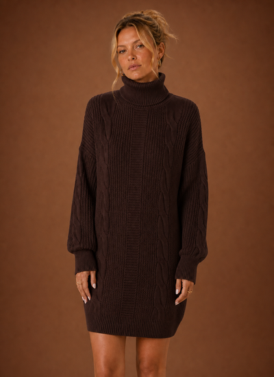 Damen Strickkleid mit Rollkragen