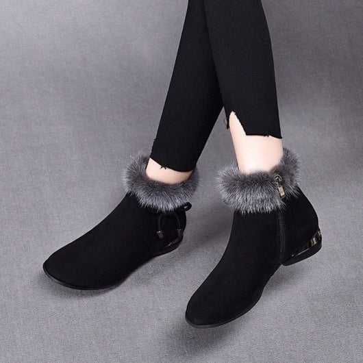 Luisa | Damen Gefütterte Wildleder Ankle Boots mit Kunstfell-Abschluss