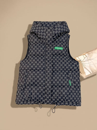 Marlene | Damen Gesteppter Kapuzen-Bodywarmer mit Allover-Print