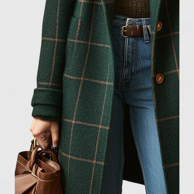 Emilia | Damen Karierter Eleganter Women Coat Klassischer Wollmantel