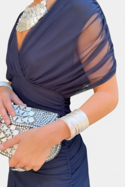 Greta | Damen Off-Shoulder Cocktailparty-Kleid figurbetontes Maxi-Abendkleid