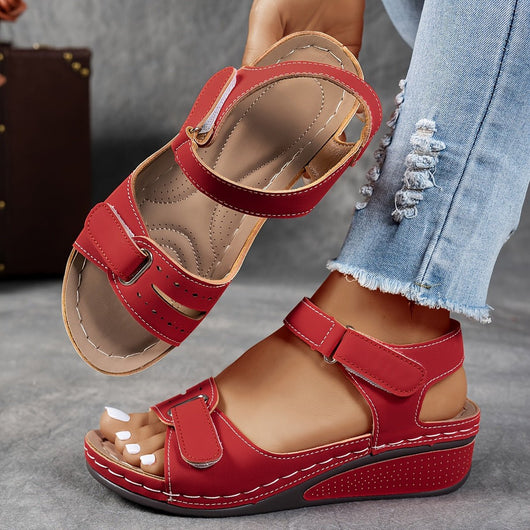 Elisabeth | Damen Orthopädische Klettverschluss-Komfortsandalen Keilabsatz