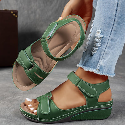 Elisabeth | Damen Orthopädische Klettverschluss-Komfortsandalen Keilabsatz
