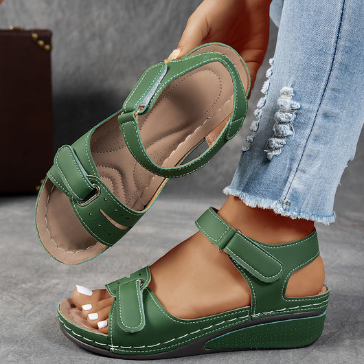 Elisabeth | Damen Orthopädische Klettverschluss-Komfortsandalen Keilabsatz