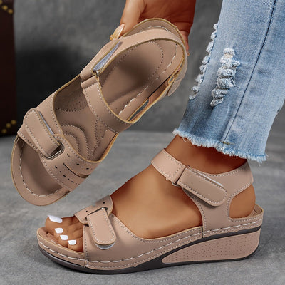 Elisabeth | Damen Orthopädische Klettverschluss-Komfortsandalen Keilabsatz
