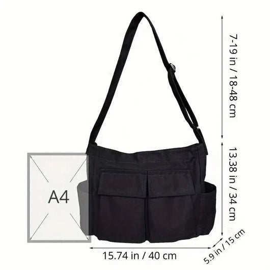 Emilia | Damen Vintage Canvas Tote Bag große Schultertasche mit Seitentaschen