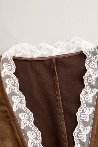 Charlotte | Damen Western Spitzenbluse Langarm Tailliert V-Ausschnitt