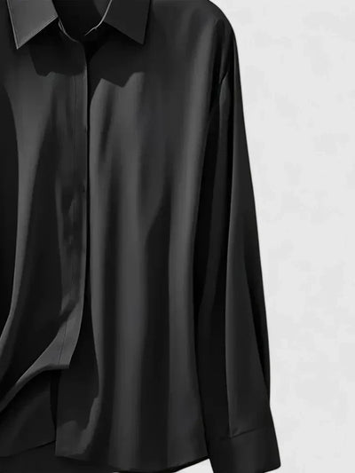 Anja | Damen Satin Knopfleiste Shorts Bluse