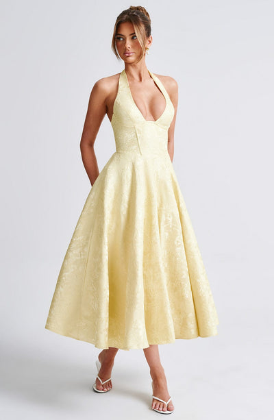 Kerstin | Damen Halter Midi Kleid für Hochzeitsgäste