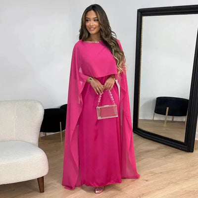 Martina | Damen Cape Maxi Kleid für Hochzeitsgäste