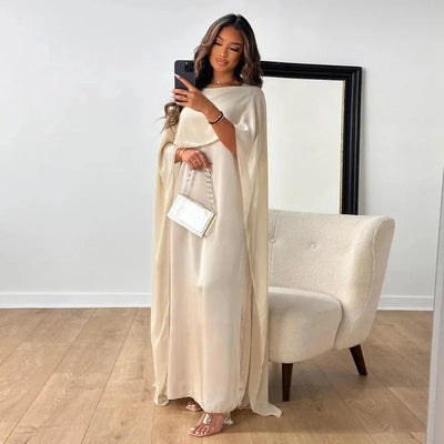 Martina | Damen Cape Maxi Kleid für Hochzeitsgäste