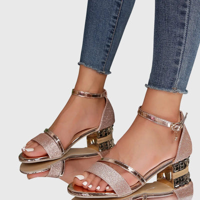 Helga | Damen Sandalen mit Offener Spitze und Blockabsatz