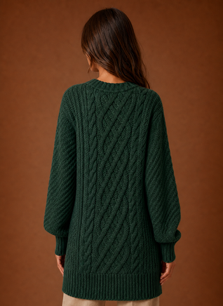 Damen Strickkleid mit Zopfmuster oversized