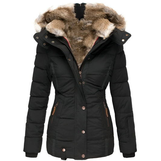 Bettina | Damen Taillierte Winterjacke mit Kapuze