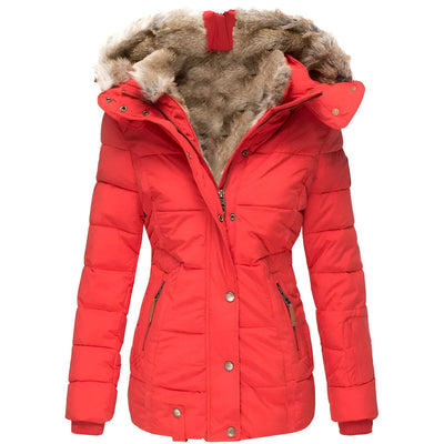 Bettina | Damen Taillierte Winterjacke mit Kapuze
