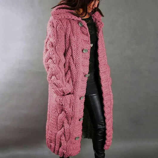 Edith | Damen Warmer Langer Strickcardigan für den Winter