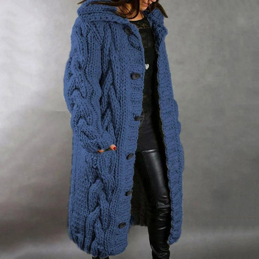 Edith | Damen Warmer Langer Strickcardigan für den Winter