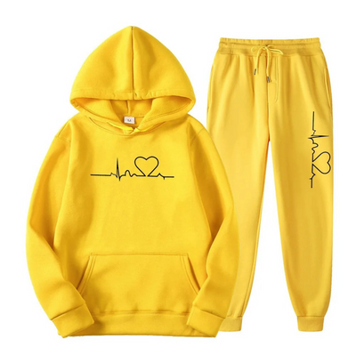 Edith | Damen Hoodie und Jogginghose-Set mit Herzschlagmotiv
