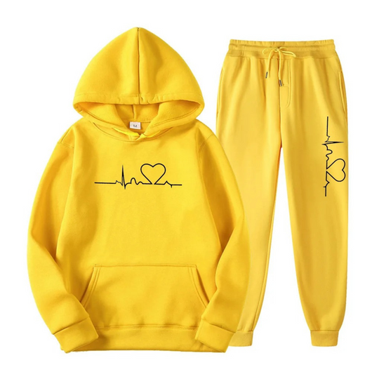 Edith | Damen Hoodie und Jogginghose-Set mit Herzschlagmotiv