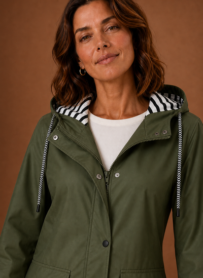 Damen Trenchcoat mit Kapuze für Herbst und Winter