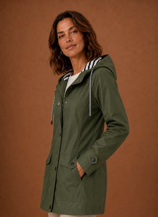 Damen Trenchcoat mit Kapuze für Herbst und Winter