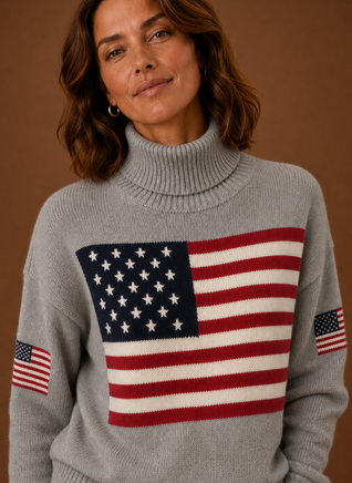 Damen Rollkragenpullover mit Flaggenmotiv