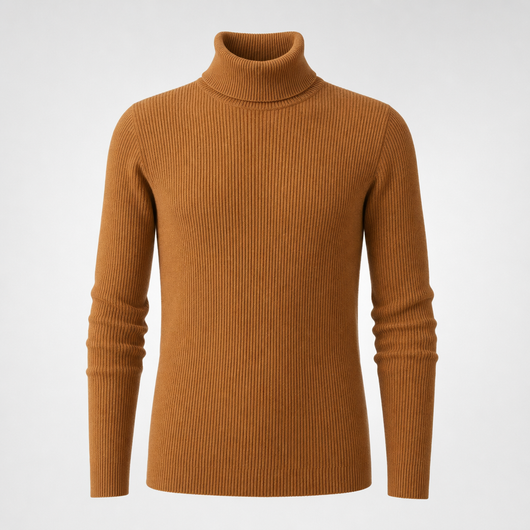 Harlow Roll Neck Sweater in camel, product shot