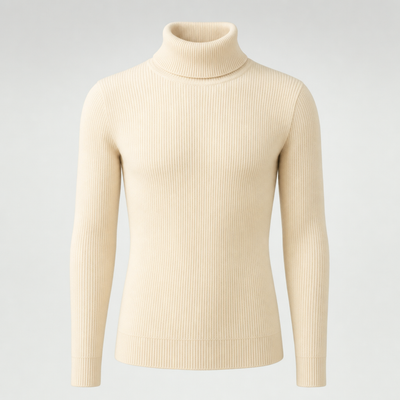 Harlow Roll Neck Sweater in cream, product shot