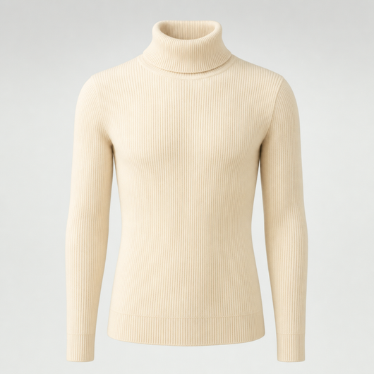 Harlow Roll Neck Sweater in cream, product shot