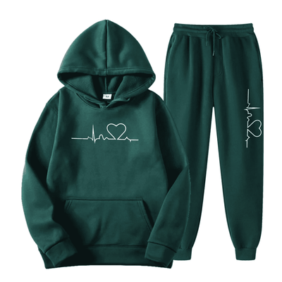 Edith | Damen Hoodie und Jogginghose-Set mit Herzschlagmotiv