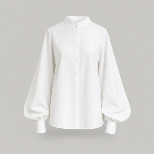 Aldford balloon sleeve blouse in white, product shot