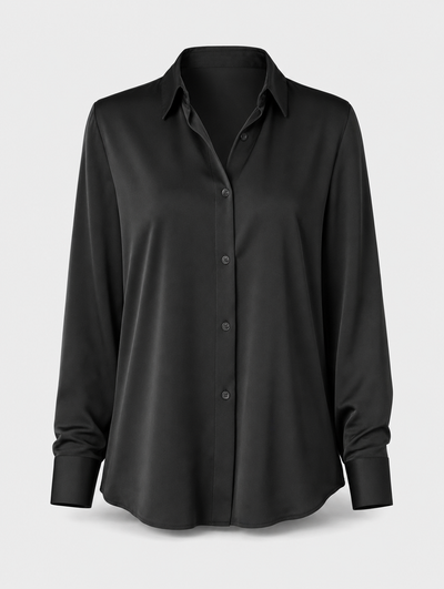 Kelmscott silk-touch shirt in black, product shot